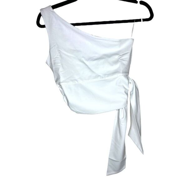 NEW Susana Monaco One Shoulder Side Tie Top in Sugar Medium - Picture 1 of 8